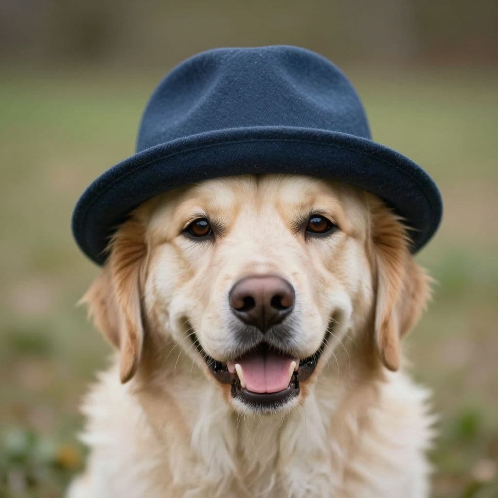 a dog with a hat